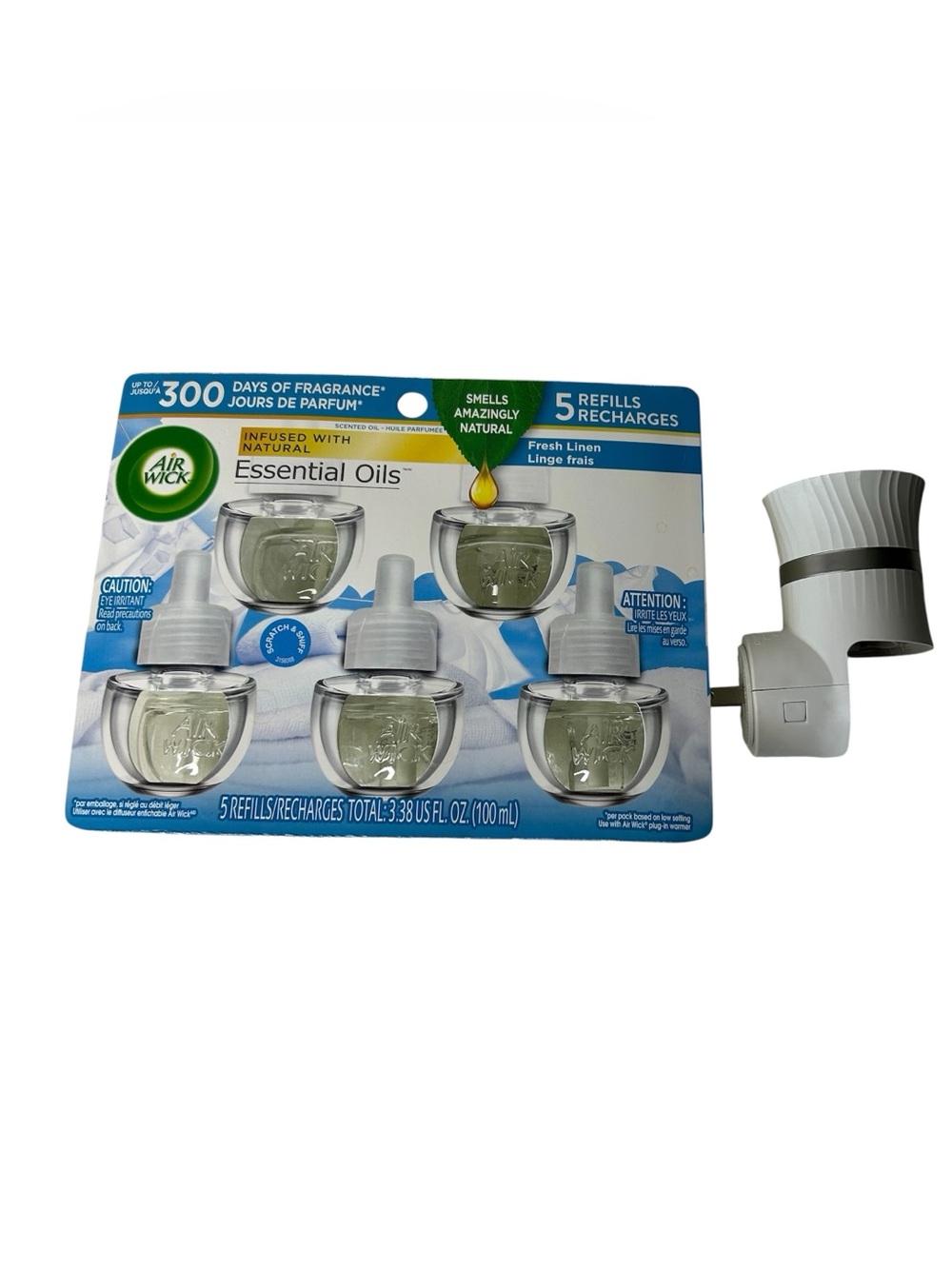 5 Air Wick Plug-In Scented Oil Air Freshener Warmer Refills Fresh Linen & Warmer